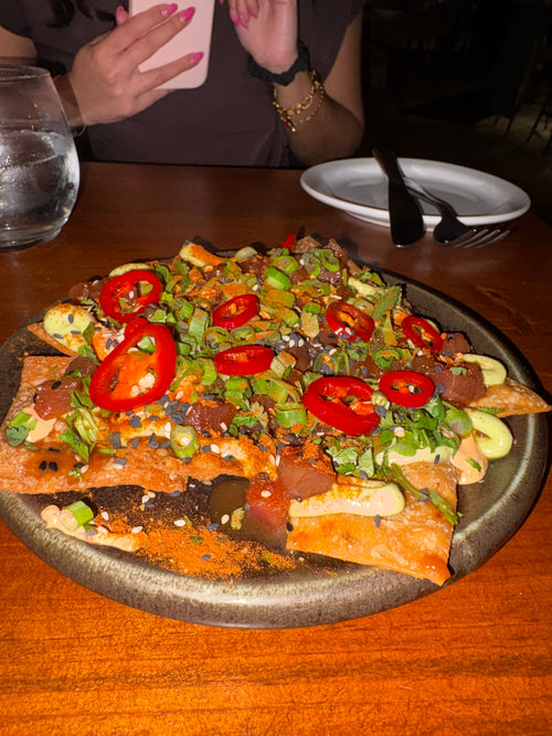 Tuna nachos, fully loaded